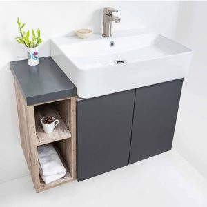浴櫃JM-1098黑色檯面,木紋置物櫃
